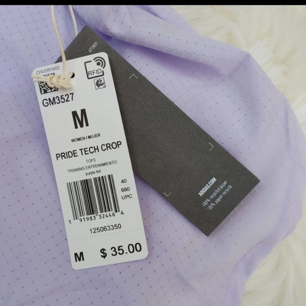 Adidas pride tech crop top shirt medium purple - Picture 13 of 13